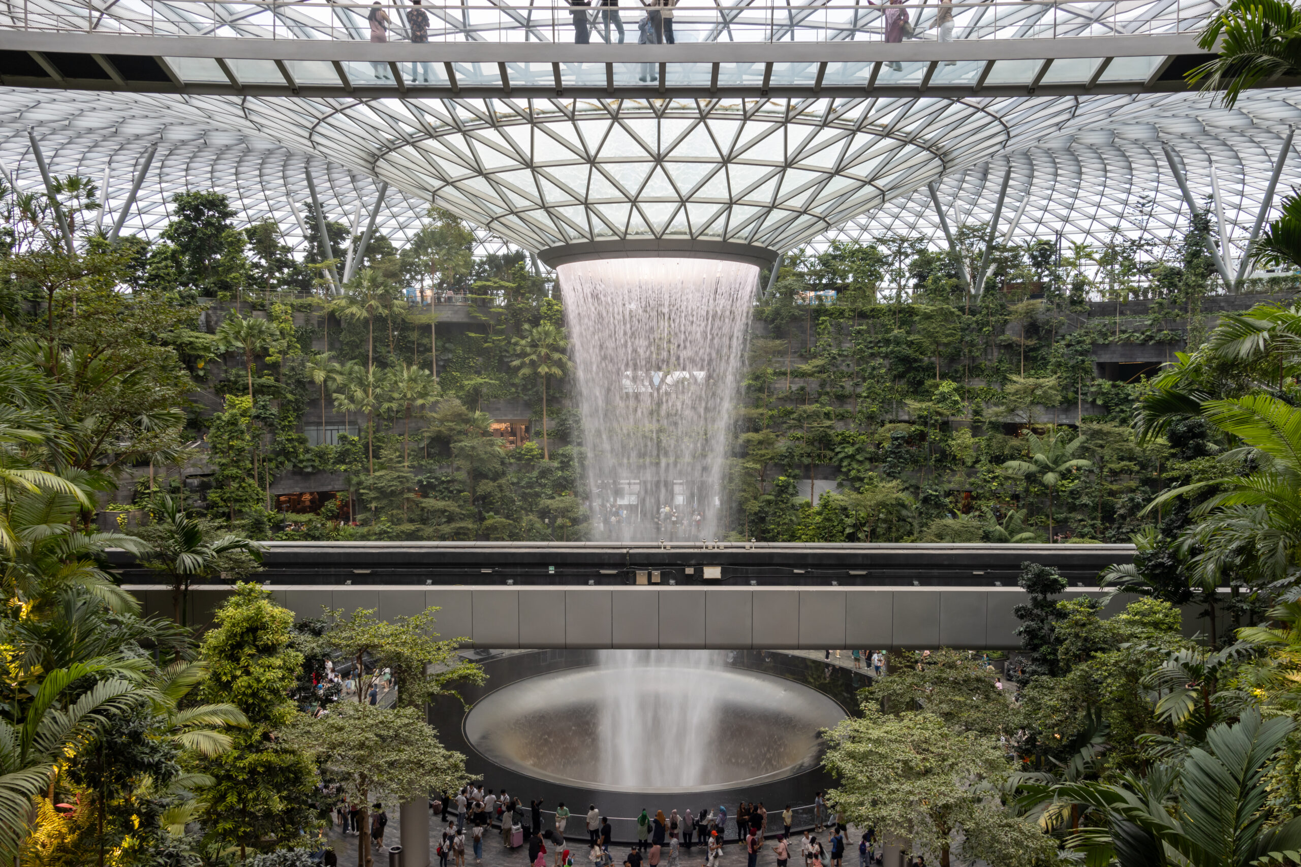 Rain Vortex ภายใน Jewel Changi รายล้อมด้วย Forest Valley