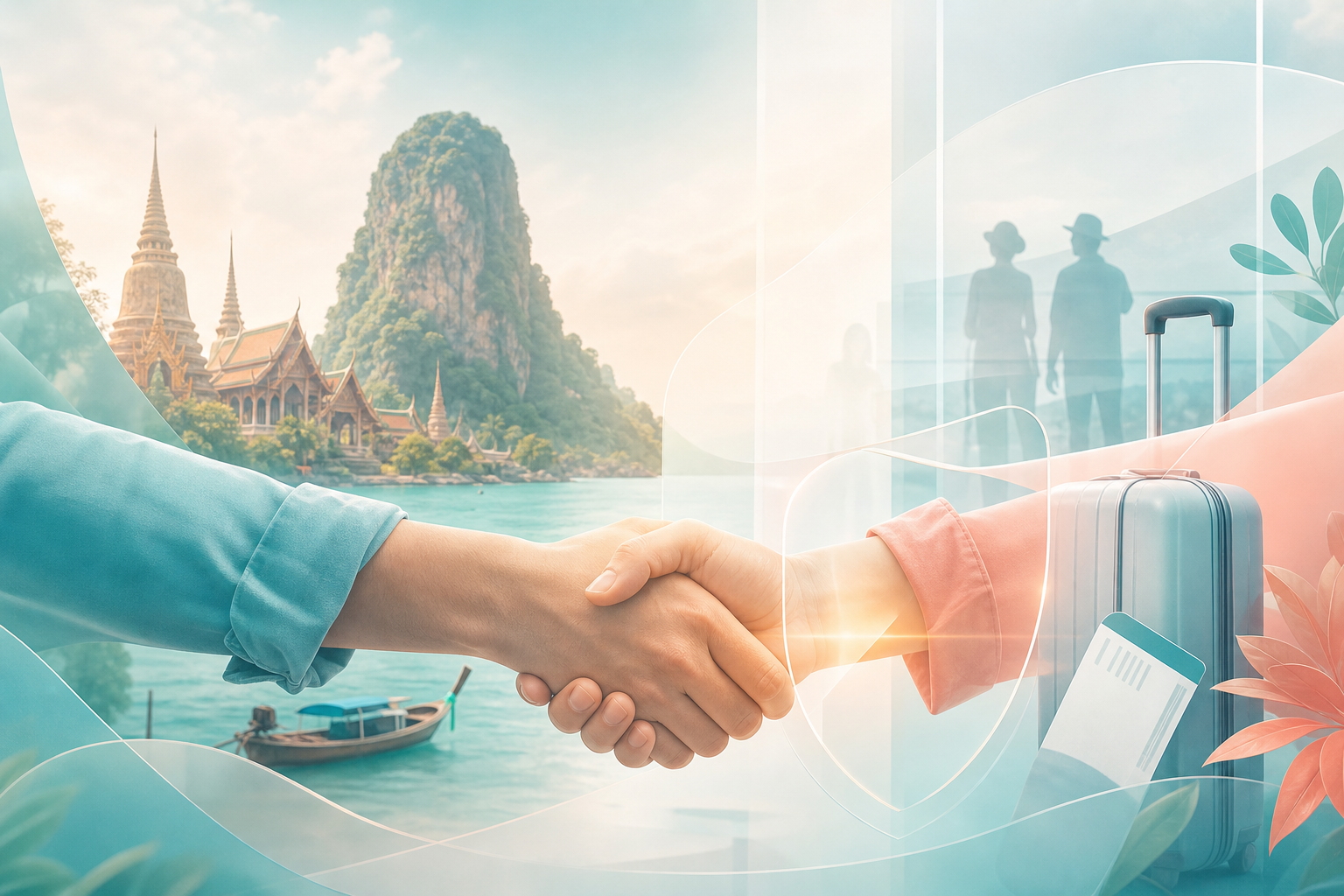การจับมืออย่างโปร่งใสกับกระเป๋าเดินทาง สื่อการเปิดเผยพันธมิตรท่องเที่ยว