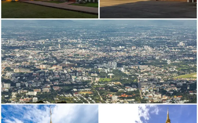 คอลลาจวัดและวิวเมืองเชียงใหม่สำหรับแพลนเที่ยวเชียงใหม่ 3 วัน